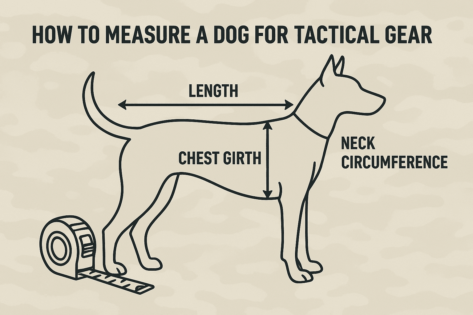 Diagram showing how to measure a dog's chest and neck girth